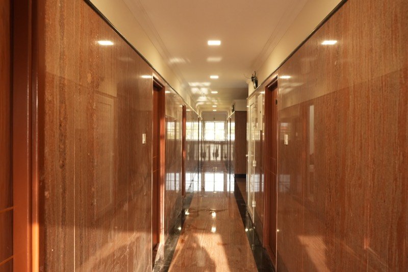 Polished granite corridor on a guest floor at SRK Clasic